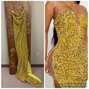 Elegant Gold Sequin Evening Gown
